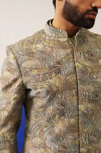 Multi colour printed and embroidered short kurta indo set