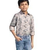 boys grey printed shirt