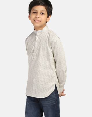 boys green printed kurta shirt 2