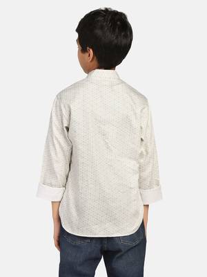 boys green printed kurta shirt 3