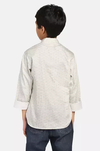 boys green printed kurta shirt