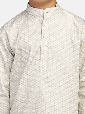 boys green printed kurta shirt 5
