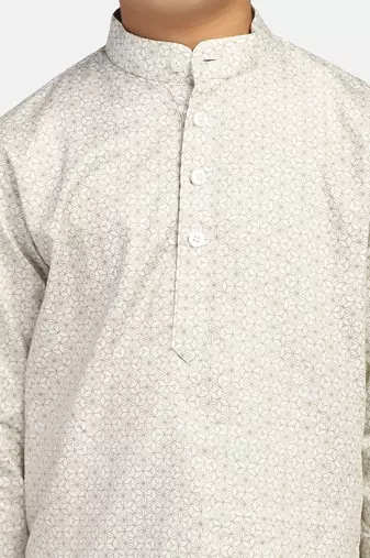 boys green printed kurta shirt