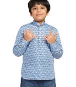 blue boys printed kurta shirt