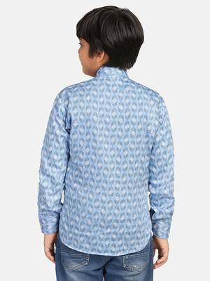 blue boys printed kurta shirt 3