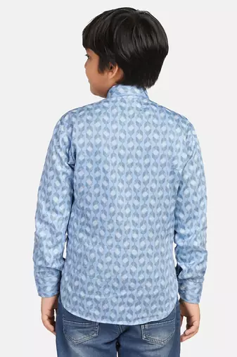 blue boys printed kurta shirt
