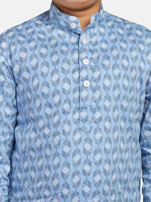 blue boys printed kurta shirt 4
