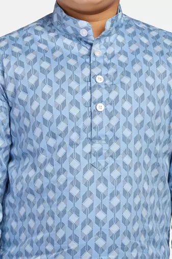 blue boys printed kurta shirt