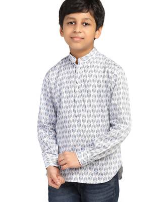 White printed shirt kurta 1