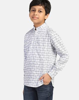 White printed shirt kurta 2