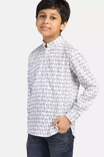 White printed shirt kurta