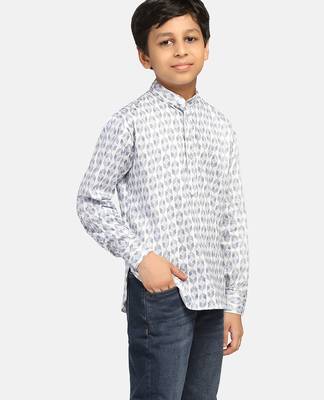 White printed shirt kurta 3