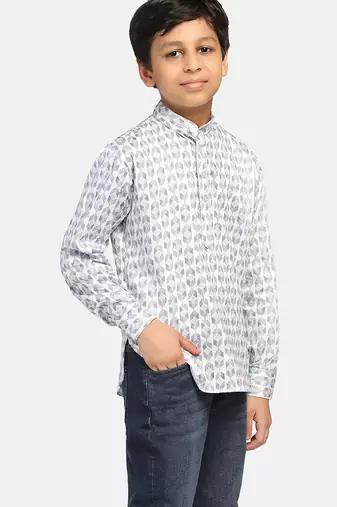 White printed shirt kurta