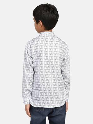 White printed shirt kurta 4