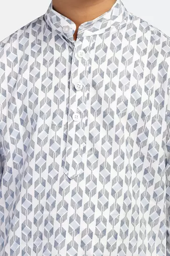 White printed shirt kurta