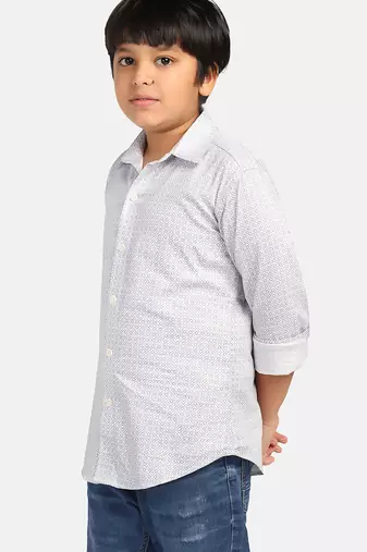 boys grey printed shirt