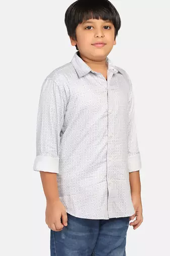 boys grey printed shirt