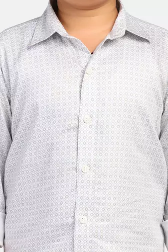 boys grey printed shirt