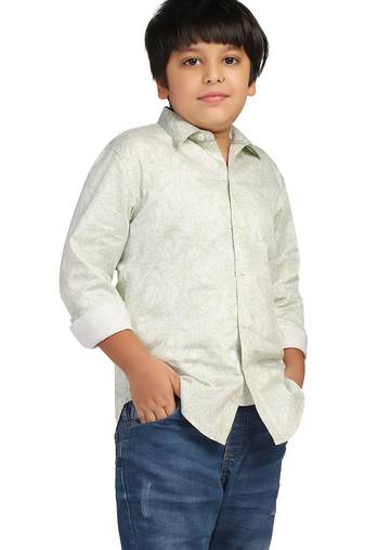 boys green printed shirt