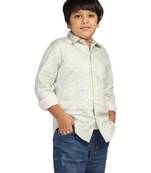 boys green printed shirt
