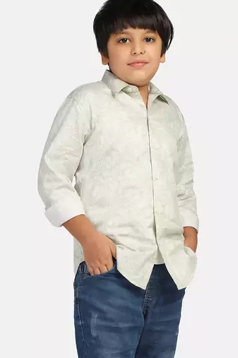 boys green printed shirt