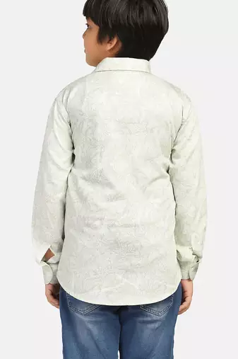 boys green printed shirt