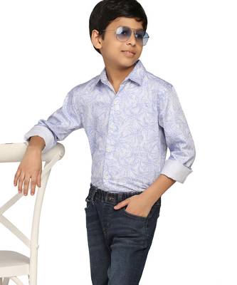 Boys blue printed shirt 1