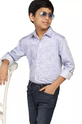 Boys blue printed shirt