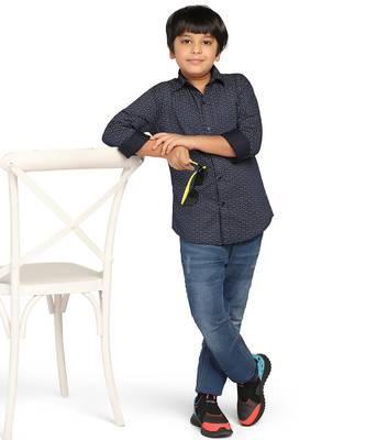 Kids blue printed shirt 1