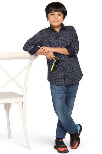 Kids blue printed shirt