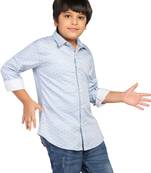 boys light blue printed shirt