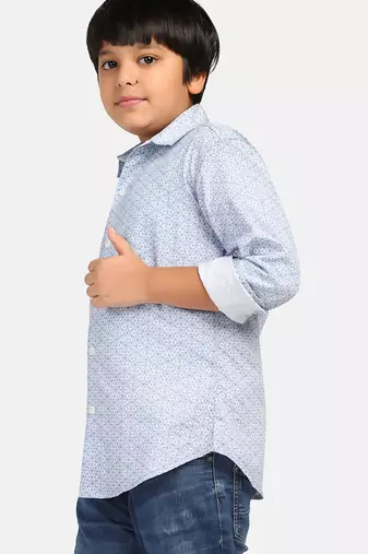 boys light blue printed shirt