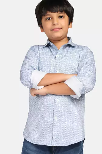 boys light blue printed shirt