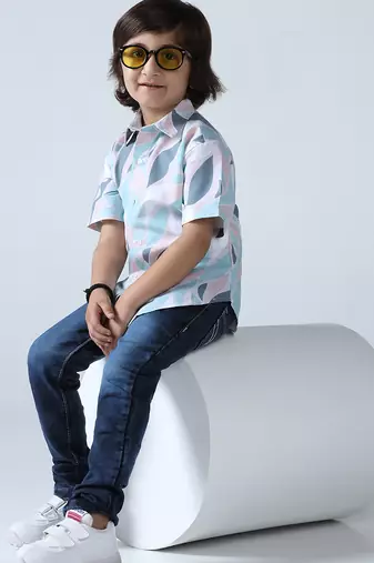 Pastel pop abstract print shirt