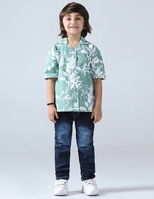 Green vibes boys abstract shirt 1