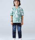 Green vibes boys abstract shirt