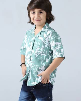 Green vibes boys abstract shirt 2