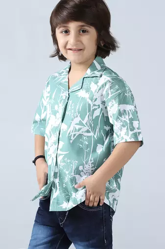 Green vibes boys abstract shirt