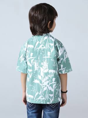 Green vibes boys abstract shirt 3