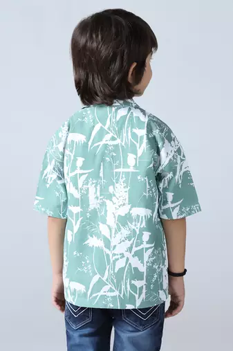 Green vibes boys abstract shirt