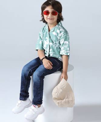 Green vibes boys abstract shirt 5