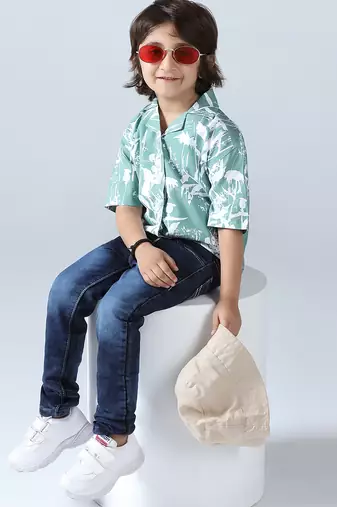 Green vibes boys abstract shirt