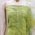 Light green floral cotton salwar suit material with tie-dye dupatta