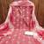 Peach floral cotton salwar suit material with tie-dye dupatta