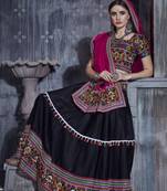 Black and Pink Indian Designer Special Gamthi Work Lehenga choli with Traditional Dupatta for this Navratri