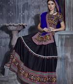 Black and blue Gamthi work Navratri raas garba Rajwadi chaniya choli with traditional dupatta