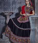 Black and Red Gamthi work Navratri Rajwadi gharga choli with traditional dupatta
