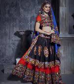 Red and Black Designer Special Gamthi Work Lehenga choli with Traditional Dupatta for this Navratri