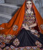 Black and orange Designer Special Gamthi Work Lehenga choli with Traditional Dupatta for this Navratri