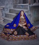 Black and blue Gamthi work Rajwadi chaniya choli with Traditional Dupatta for this Navratri